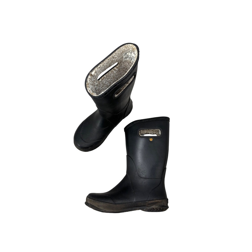 Bogs Unisex Black Plush Lined Rain Boot Snow Boot Waterproof Youth Size 3